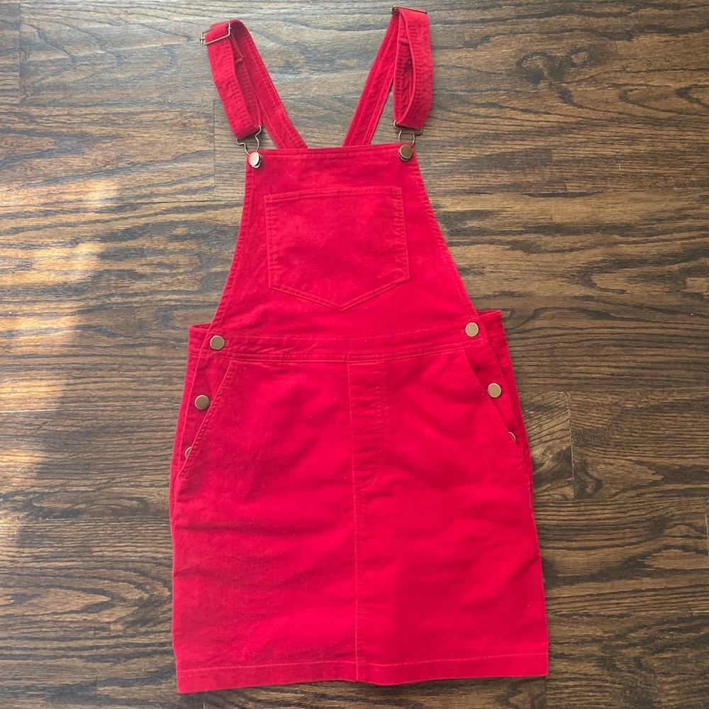 velvet Ruby red short overall dress